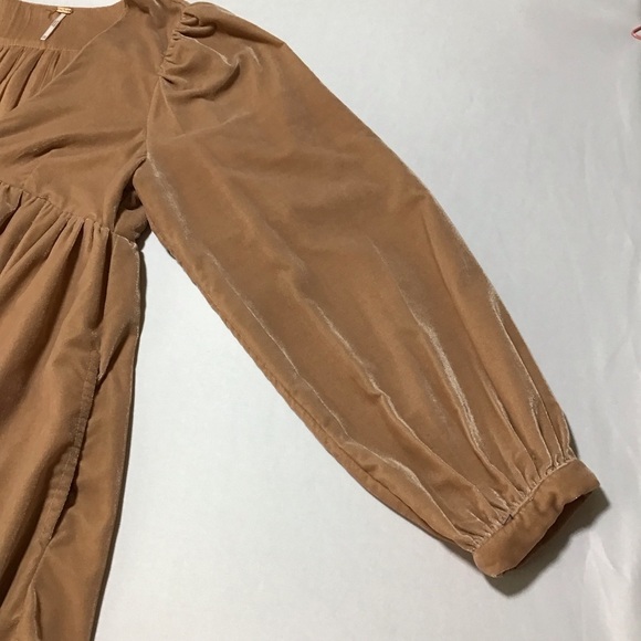 Free People Stella Velvet Mini Dress in Tan - Picture 5 of 15